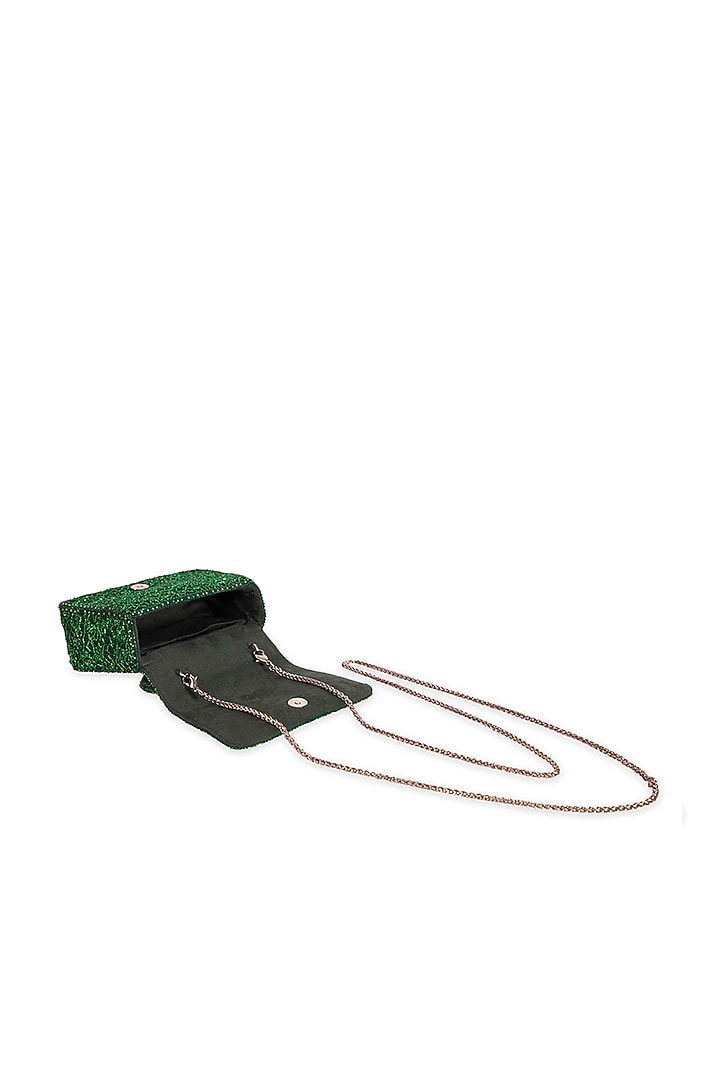 Emerald Green Satin Zircon Embellished Mini Bag by Lovetobag at Pernia's Pop Up Shop