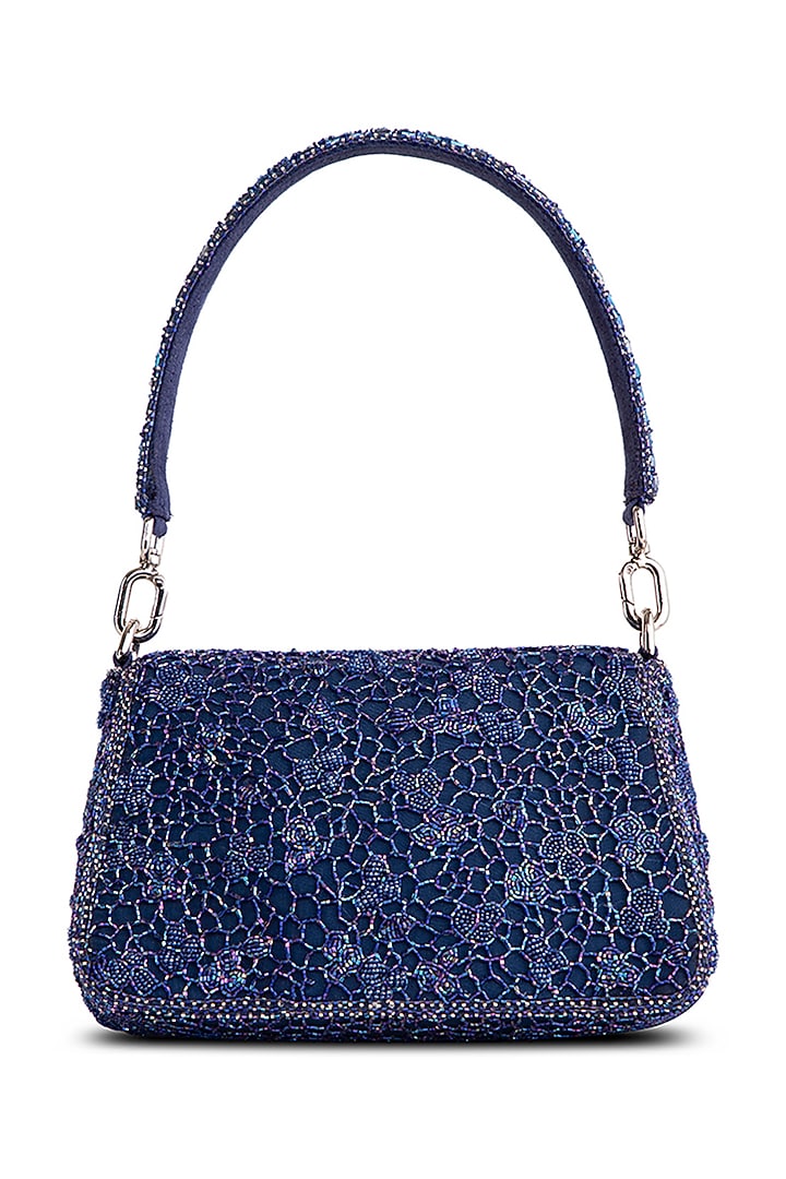 Topaz Blue Satin Zircon Embellished Handbag by Lovetobag at Pernia's Pop Up Shop