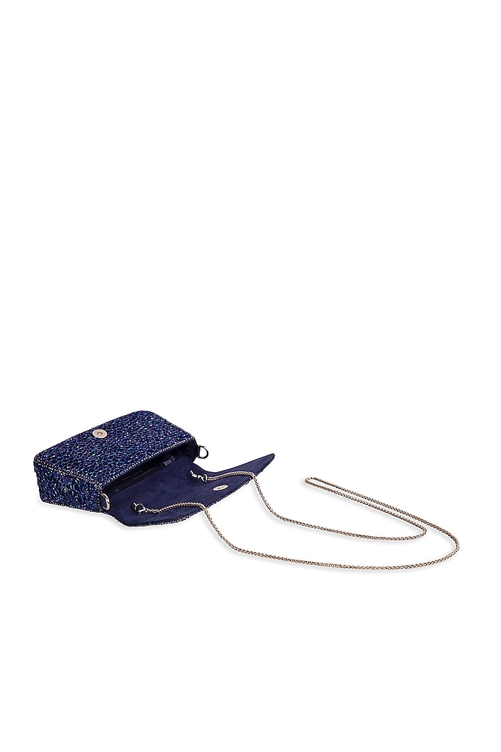 Topaz Blue Satin Zircon Embellished Handbag by Lovetobag at Pernia's Pop Up Shop
