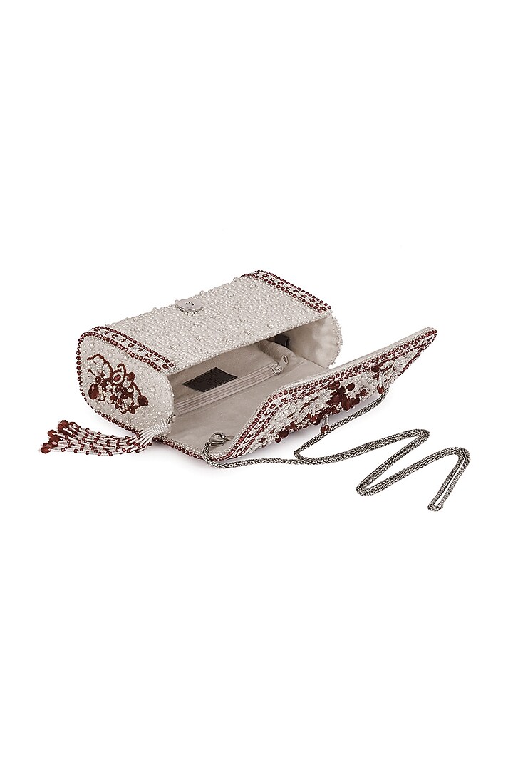 Ruby Red Embroidered Flapover Clutch by Lovetobag at Pernia's Pop Up Shop