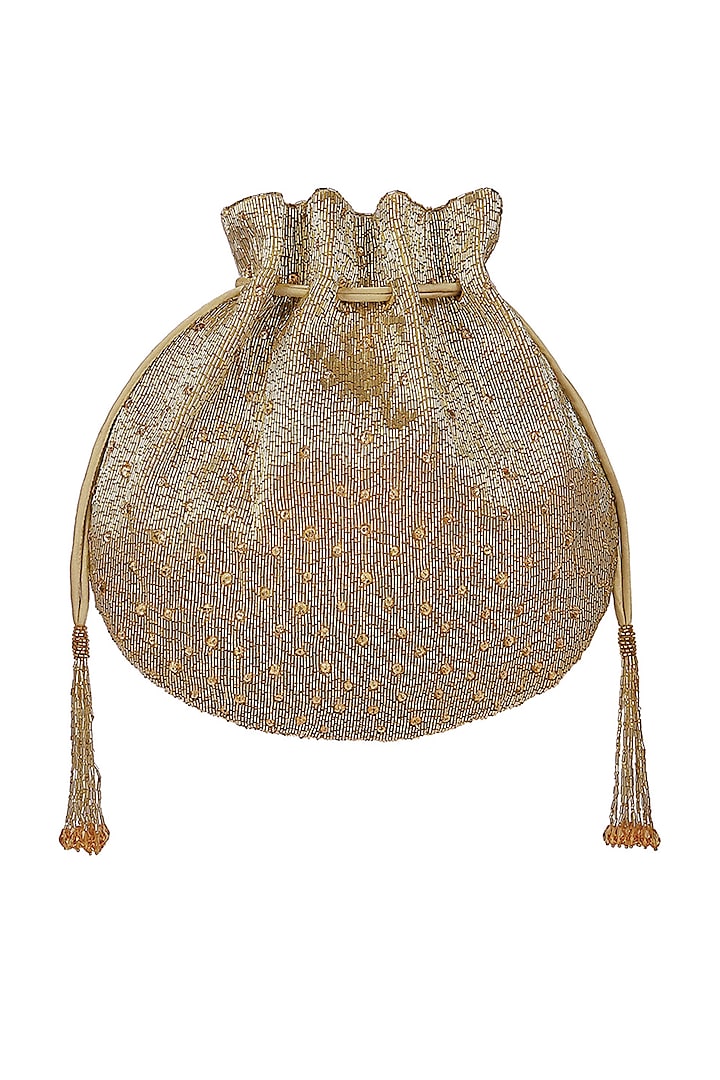 Gold Embroidered Potli With Chain Handle Design by Lovetobag at Pernia ...