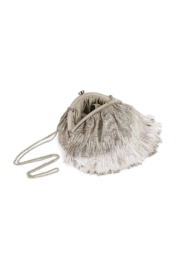 Silver Embroidered Pouch by Lovetobag at Pernia's Pop Up Shop