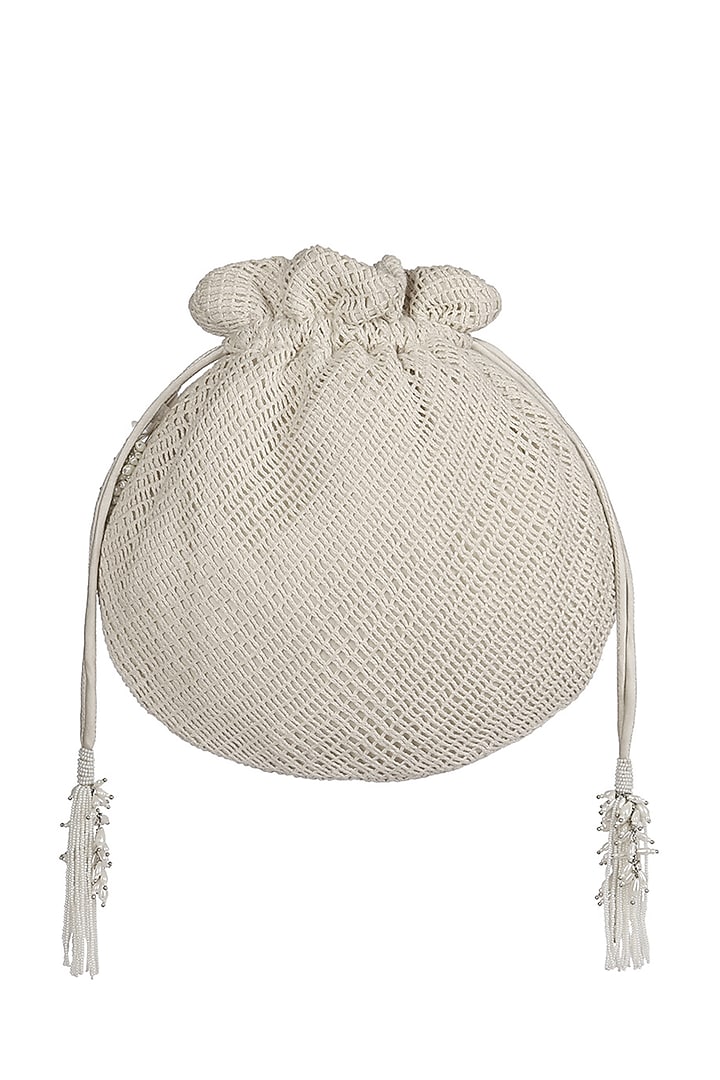 Ivory Bead & Pearl Embroidered Potli by Lovetobag at Pernia's Pop Up Shop