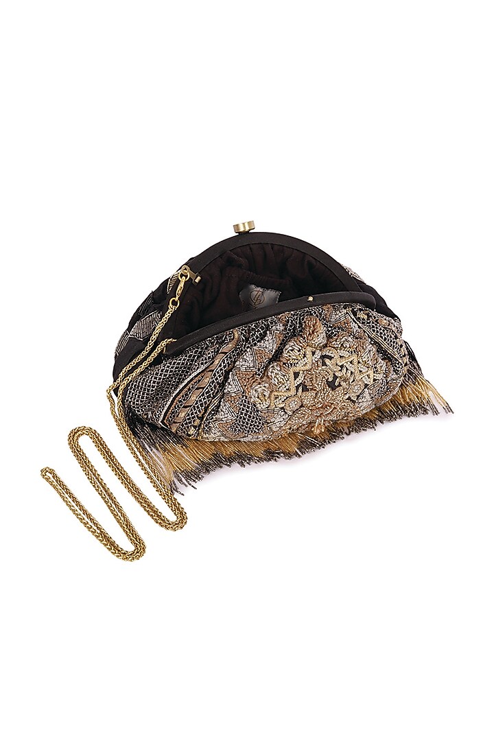 Black Floral Embroidered Pouch by Lovetobag at Pernia's Pop Up Shop