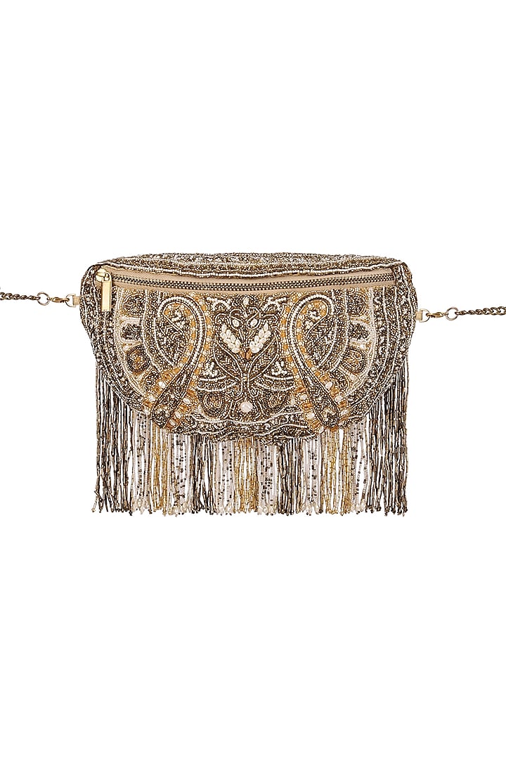 Golden Embroidered Fanny Pack by Lovetobag