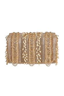 Golden Embroidered Fringed Flapover Clutch by Lovetobag-POPULAR PRODUCTS AT STORE