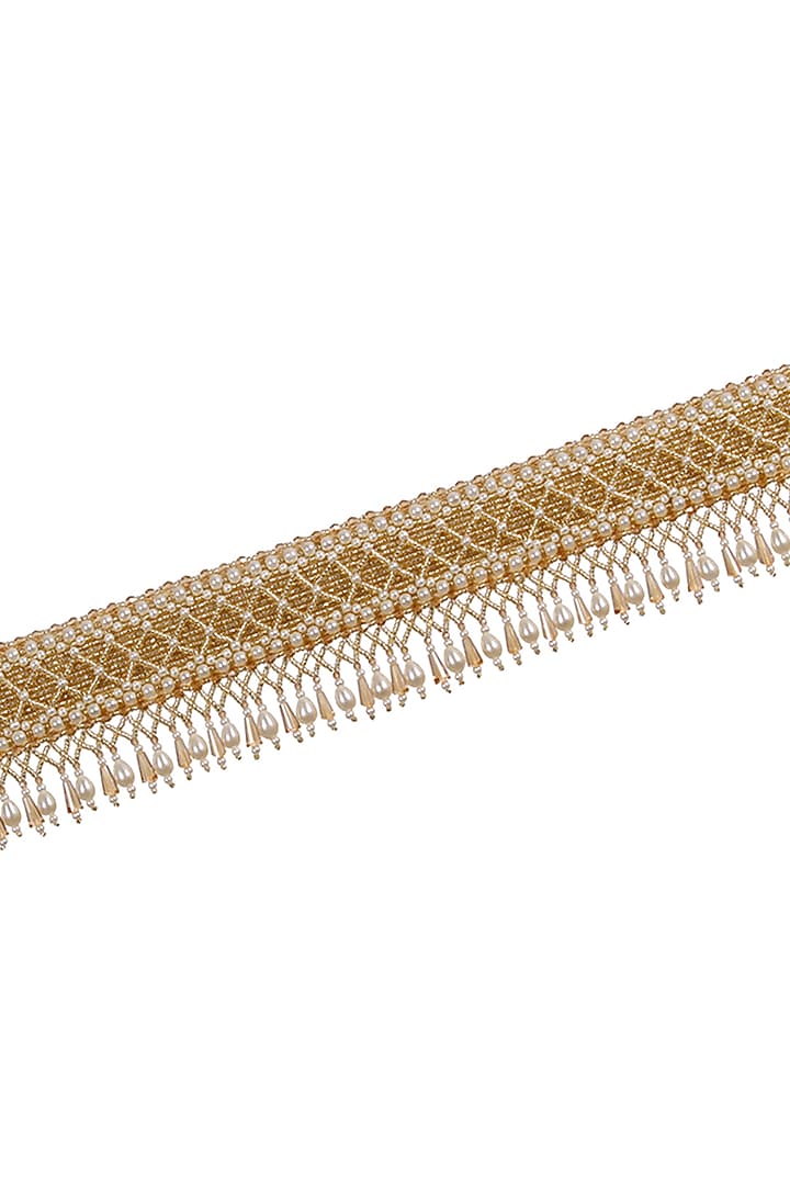 Gold Hand Embroidered Waist Belt by Lovetobag at Pernia's Pop Up Shop