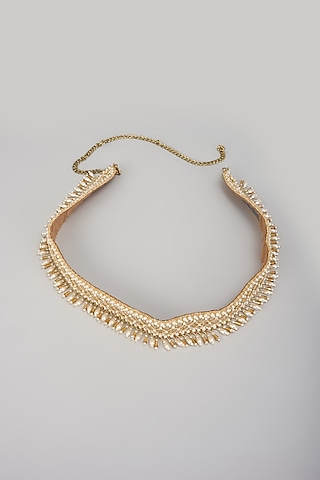Gold Satin Embellished Belt by Lovetobag