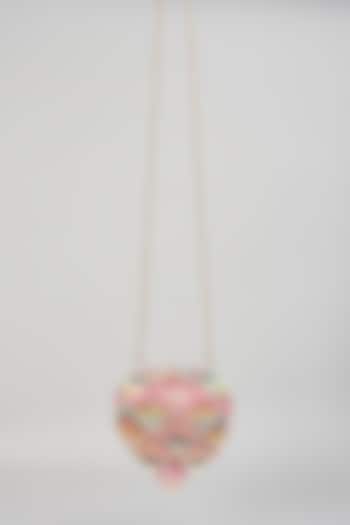 Pink Georgette Embellished Mini Clutch by Lovetobag at Pernia's Pop Up Shop