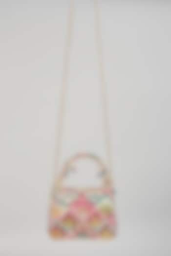 Pink Georgette Embellished Trapezium Mini Bag by Lovetobag at Pernia's Pop Up Shop