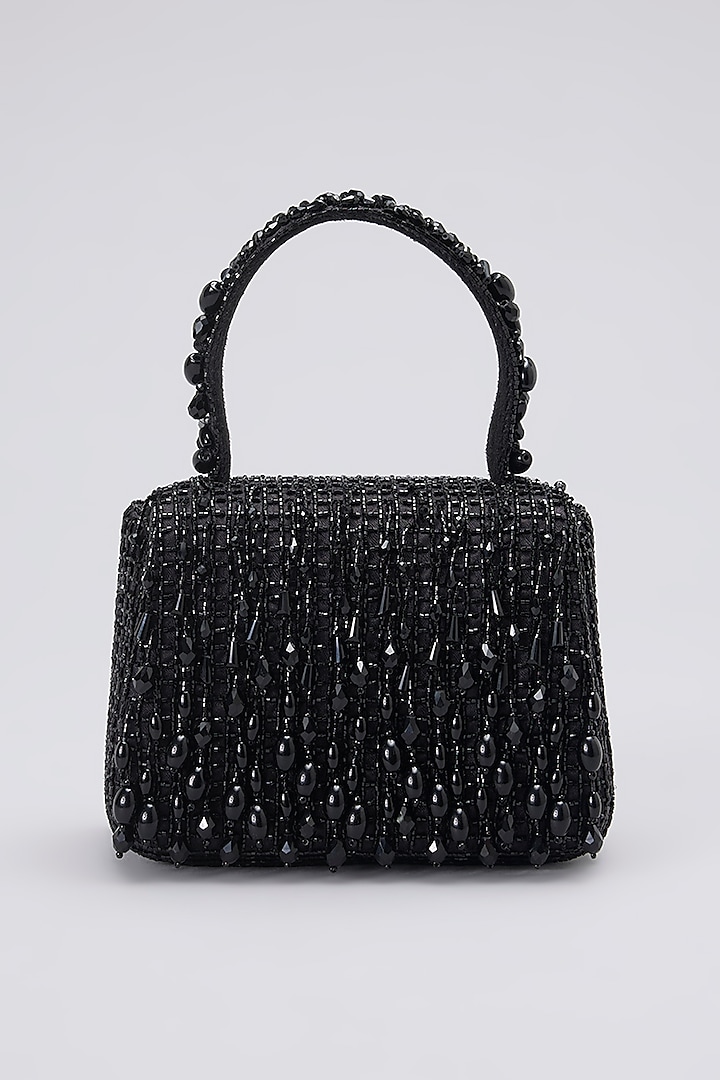 Heritage Black Satin Mini Trapezium Bag by Lovetobag at Pernia's Pop Up Shop