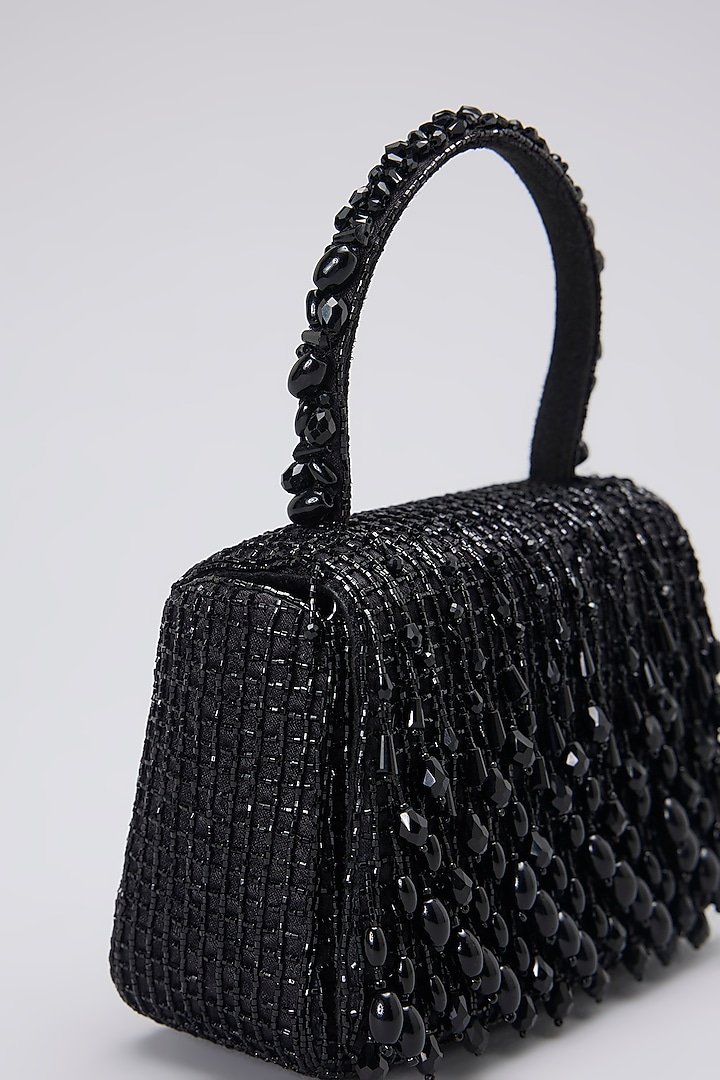 Heritage Black Satin Mini Trapezium Bag by Lovetobag at Pernia's Pop Up Shop