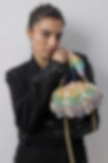 Tourmaline Rainbow Satin Hand Embroidered Pouch by Lovetobag at Pernia's Pop Up Shop