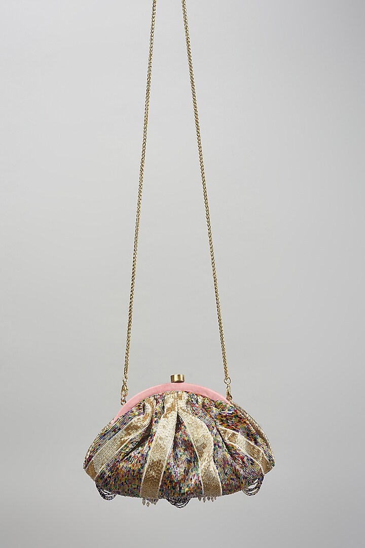 Tourmaline Rainbow Satin Hand Embroidered Pouch by Lovetobag at Pernia's Pop Up Shop