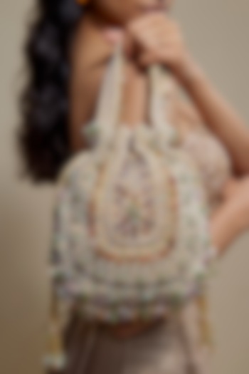 Amethyst Lavender Velvet Quartz Stone Embellished Potli Bag by Lovetobag at Pernia's Pop Up Shop