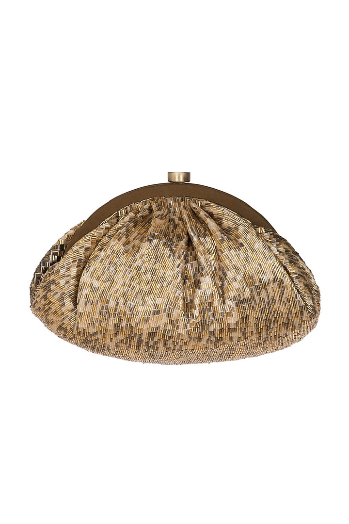 Peerless Gold Hand Embroidered Pouch by Lovetobag at Pernia's Pop Up Shop