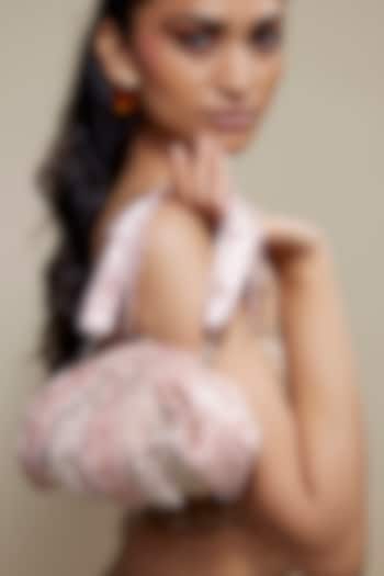 Pink Satin Microbeads Hand Embroidered Pouch Bag by Lovetobag at Pernia's Pop Up Shop