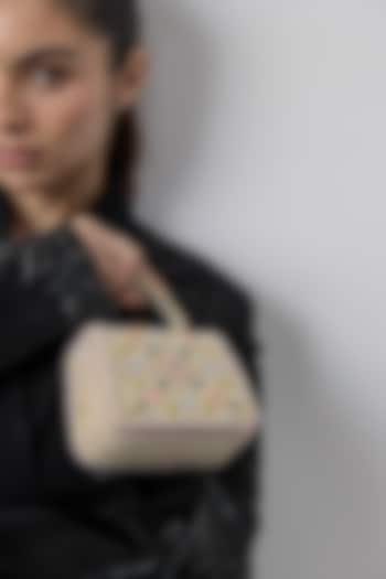 Multi-Colored Satin Japanese Bead Embellished Mini Trapezium Bag by Lovetobag at Pernia's Pop Up Shop