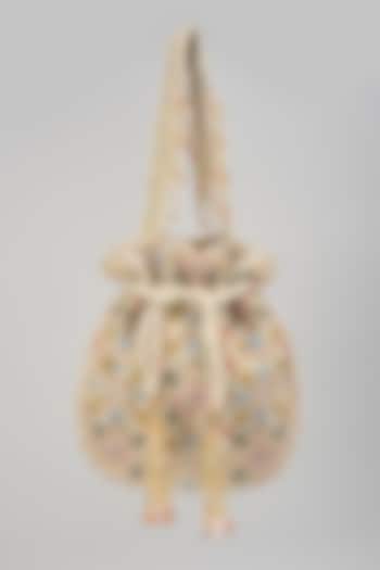 Multi-Colored Satin Hand Embroidered Potli by Lovetobag at Pernia's Pop Up Shop