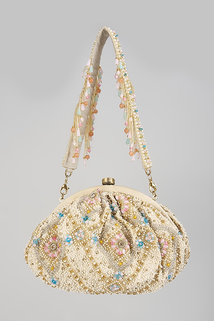 Multi-Colored Satin Hand Embroidered Clutch by Lovetobag at Pernia's Pop Up Shop