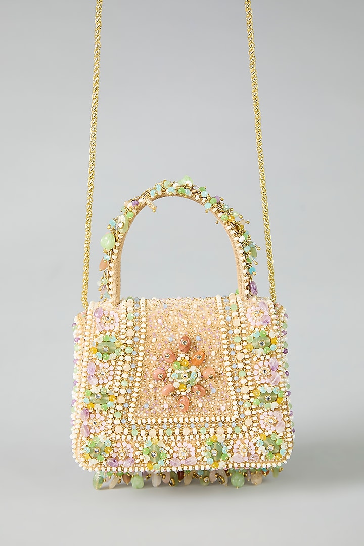 Lavender Velvet Japanese Bead & Crystal Embellished Clutch by Lovetobag at Pernia's Pop Up Shop