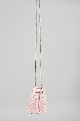 Pink Satin Hand Embroidered Potli by Lovetobag