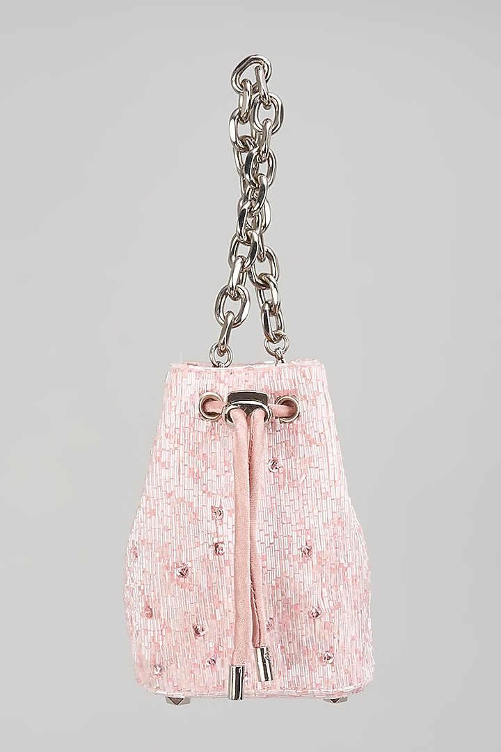 Pink Satin Hand Embroidered Potli by Lovetobag at Pernia's Pop Up Shop
