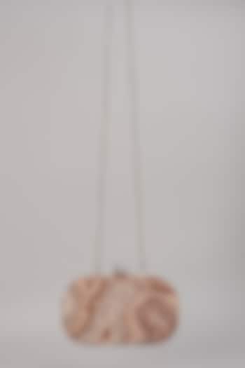 Rose Gold Satin Hand Embroidered Clutch by Lovetobag at Pernia's Pop Up Shop