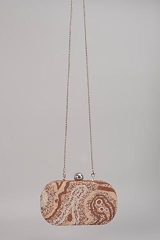 Rose Gold Satin Hand Embroidered Clutch by Lovetobag
