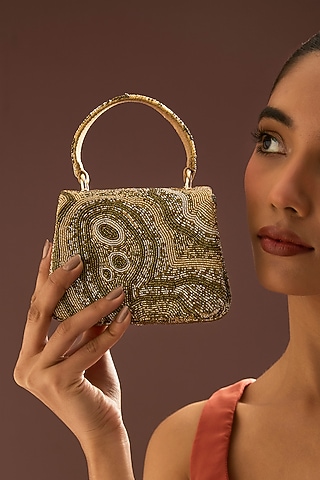 Gold Satin & Suedette Bag by Lovetobag
