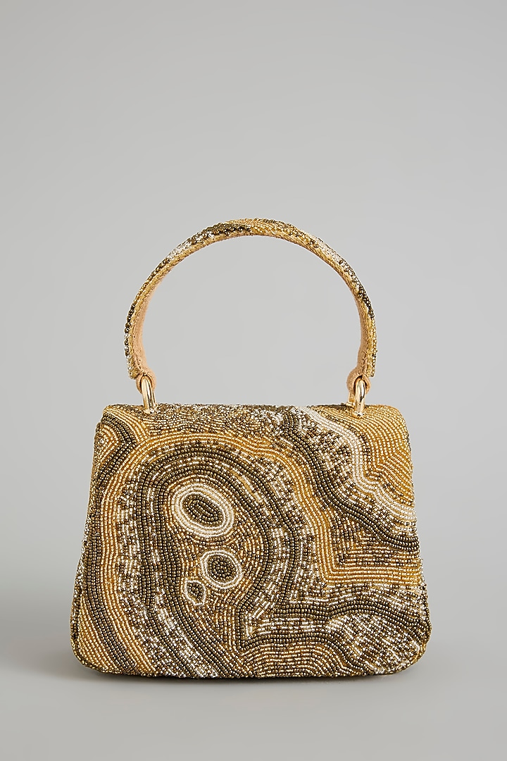 Gold Satin & Suedette Bag by Lovetobag at Pernia's Pop Up Shop