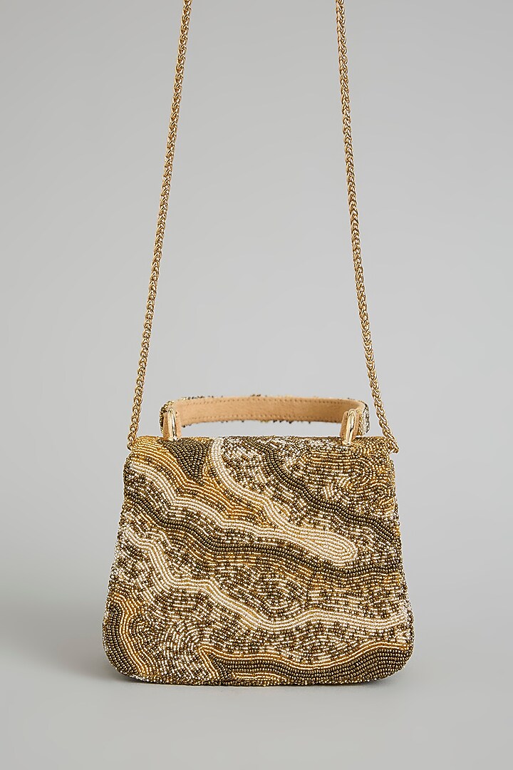 Gold Satin & Suedette Bag by Lovetobag at Pernia's Pop Up Shop