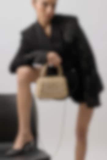 Golden Velvet Amethyst & Quartz Stone Trapezium Bag by Lovetobag at Pernia's Pop Up Shop