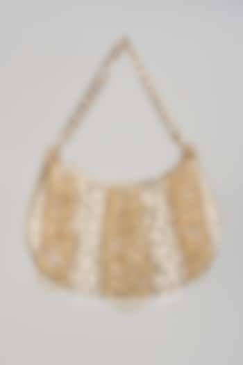 Multi-Colored Satin Hand Embroidered Mini Crescent Bag by Lovetobag at Pernia's Pop Up Shop