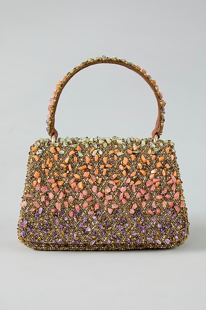 Red Satin Crystal Embroidered Flapover Clutch by Lovetobag at Pernia's Pop Up Shop