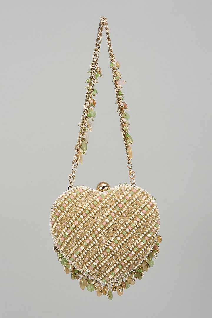 Multi-Colored Velvet Kundan & Bead Embellished Clutch by Lovetobag at Pernia's Pop Up Shop