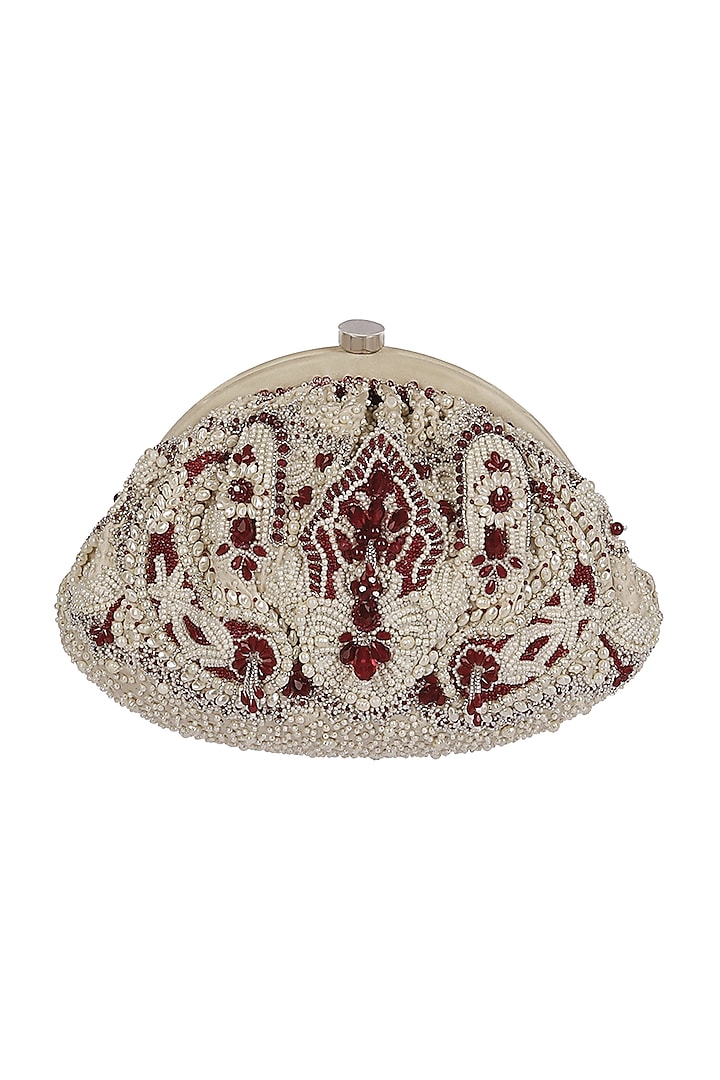 Ruby Red Embroidered Clutch by Lovetobag