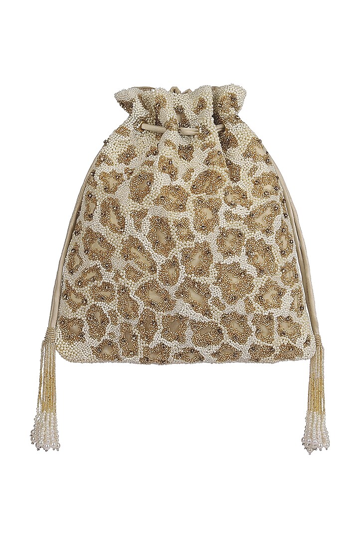 Golden Leopard Embroidered Potli by Lovetobag at Pernia's Pop Up Shop