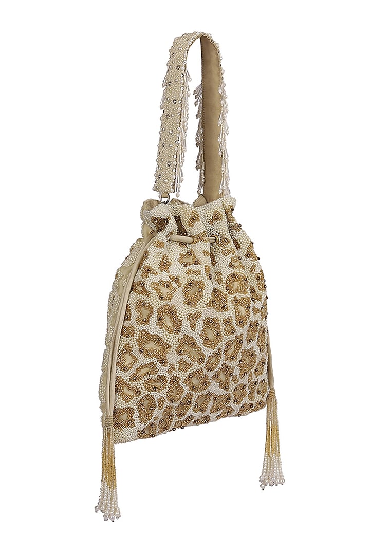 Golden Leopard Embroidered Potli by Lovetobag at Pernia's Pop Up Shop