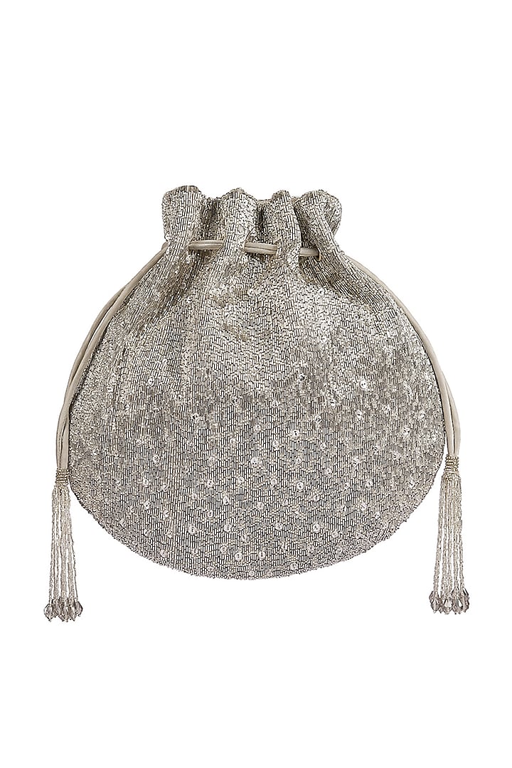 Silver Crystal Embroidered Potli by Lovetobag