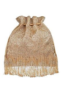 Golden Embroidered Drawstring Potli by Lovetobag-POPULAR PRODUCTS AT STORE