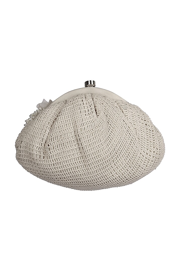 Ivory Embroidered Crochet Clutch by Lovetobag at Pernia's Pop Up Shop
