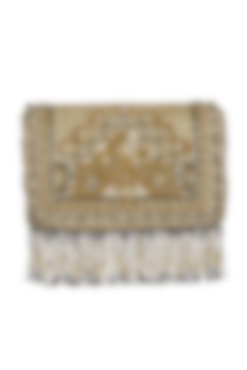 Golden Tassel Embroidered Flapover Clutch by Lovetobag at Pernia's Pop Up Shop