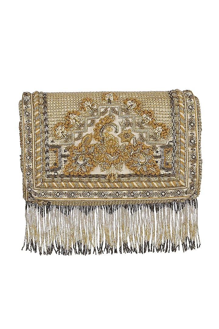 Golden Tassel Embroidered Flapover Clutch by Lovetobag at Pernia's Pop Up Shop