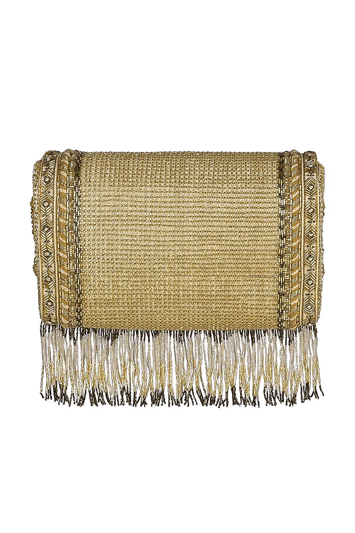 Golden Tassel Embroidered Flapover Clutch by Lovetobag at Pernia's Pop Up Shop