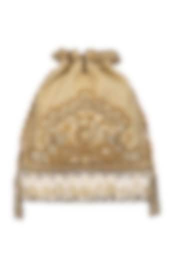 Gold Embroidered Drawstring Potli by Lovetobag at Pernia's Pop Up Shop