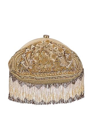 Golden Tassel Embroidered Clutch by Lovetobag