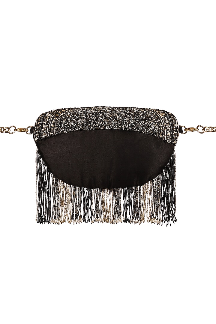 Black Embroidered Fanny Pack by Lovetobag at Pernia's Pop Up Shop