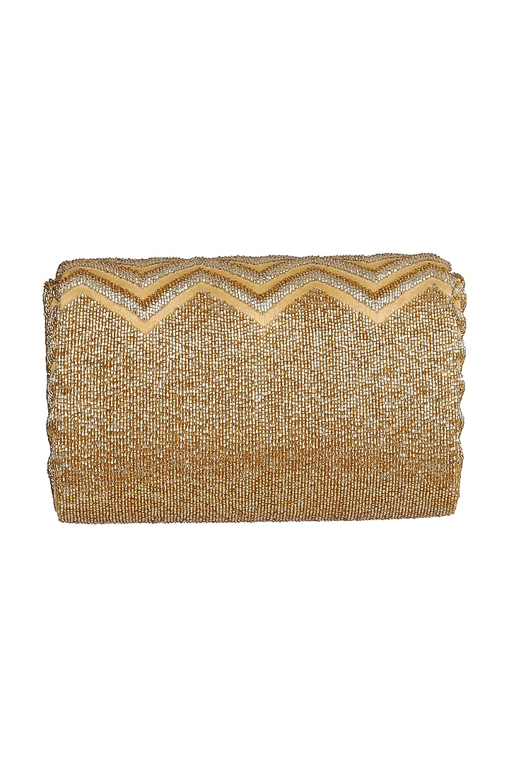 Champagne Embroidered Flapover Clutch by Lovetobag at Pernia's Pop Up Shop