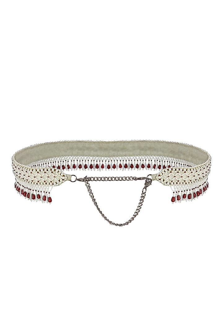 Ivory & Red Embroidered Belt by Lovetobag at Pernia's Pop Up Shop